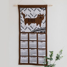 LIVING&LIFE Living and Life 2021 棕色貓織物里拉日曆, 混色