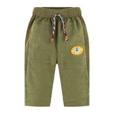 milk mile 童款可愛貼布刺繡亞麻長褲