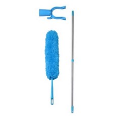 高處輪廓除塵刷+刷柄+衣架掛勾連接器, 藍色（塵刷）, 1套
