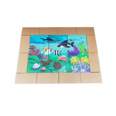 海洋故事紙磚圖片積木 12入+邊框積木 12入, 混色
