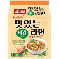 삼양 맛있는 라면 비건 100g, 4개