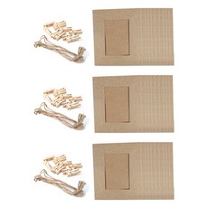 迷你相片牛皮紙 10p + 木夾 10p + 麻繩, 隨機出貨(牛皮紙, 夾子), 3套