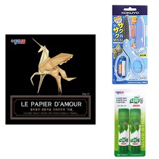 종이나라 15000 크라프트지 다물 50cm + 나라 풀 15g x 2p + 고쿠요 SAXA 플라이 캡 가위 블루, 1세트, 10색