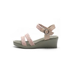 JACK&JILL 女款編織帶坡跟涼鞋 JB1391 5.5cm, 粉色的, 240