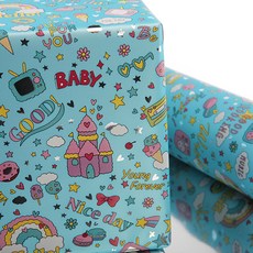 Sugarland 金屬光澤捲筒包裝紙 17m, 04 天藍色, 1個