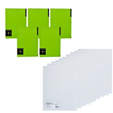 ECO Chungwoon Eco Collector Keeping A4 L型文件夾 5入 + PP 名片 L型文件夾 A4 10入 套組, 1套, 淺綠色(L型文件夾), 透明(名片文件夾)