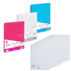 ECO Chungwoon 多色彈簧線圈文件夾 20頁 A4 3入+PP名片L夾 A4 10入組合, 隨機發送（彈簧文件），透明（名片夾）, 1套