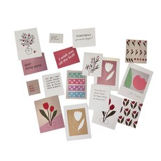 HK Trading 花卉圖案明信片組 17張, 混合顏色, 1套