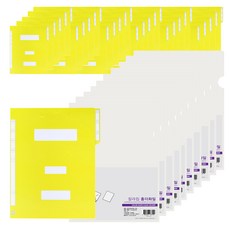 에코청운 칼라칩 L홀더 A4 10p + 종이 정부화일 60p 세트, 1세트, 투명(L홀더), 노랑(화일)