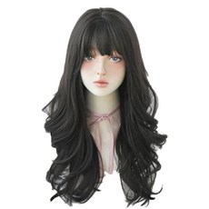 長髮波浪女性全頂假髮, 黑棕色, 1個