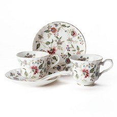 Keito 白金漢 雙人咖啡杯2入 + 杯墊2入 + 湯匙2入 + 禮盒組, 混合顏色, 1套