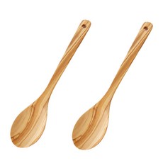 橄欖木料理湯匙 2入, 混色