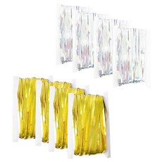 派對錶演派對銀箔手術窗簾全息圖銀 4p + 全息圖金 4p 套組, 混色, 1套