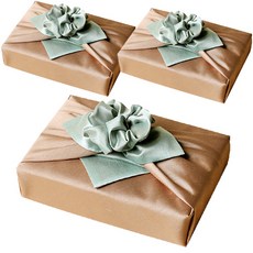 tongshop 絲質雙層包袱巾 404 70 x 70 cm, 綠色 + 米色, 3個