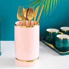 insLiving 彩色鍍金陶瓷餐具筒, 粉紅色, 1個