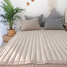 누블 데일리 순면 미끄럼방지 고무밴딩 사계절 패드, 베이지