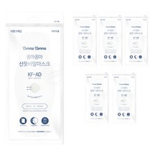 꼼마꼼마 산뜻 비말 마스크 대형 성인용 KF-AD, 5개입, 6개, 흰색