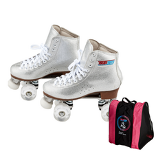 RUNSKY 標準四輪溜冰鞋, 珍珠白銀色(四輪溜冰鞋), 隨機出貨(專用包), 1個