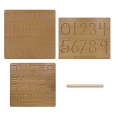 原木描寫板 字母+韓文+數字 舊版+筆組, 單色