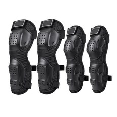 오토바이 무릎 2p + 팔꿈치 2p 보호대 세트, 블랙, 1세트