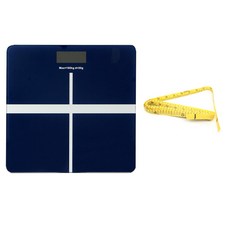 크로스 사각 디지털 체중계, 체중계(네이비), 줄자(랜덤)