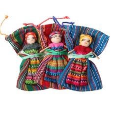 과테말라 봉제 걱정인형 3개 + 주머니 3개, 7.5cm, 랜덤 발송, 1세트