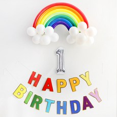 ebabyland 彩虹生日氣球組, 彩虹（生日氣球套裝），銀色 1（數字氣球）, 1套