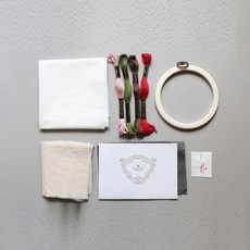 YVONNEMORGUN 康乃馨立體刺繡手帕製作DIY材料包, 1套, 混色