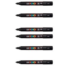 POSCA 粗字水性麥克筆 PC-5M 黑色, 6個, 1 種顏色
