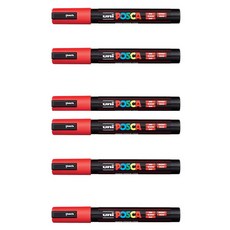 포스카 컬러마커 PC-5M RED, 6개, 1색