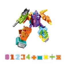 Boami數字變換組合機器人數字0~4+操作碼5種玩具, 混色