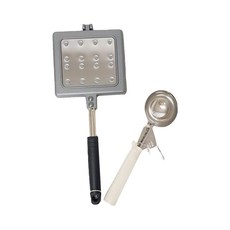 HoReCa 韓國製電磁爐適用單柄不鏽鋼鬆餅烤盤+冰淇淋挖勺組, 鬆餅盤(長34cm*寬13.8cm*高12.4cm)+冰淇淋勺(直徑6.8cm), 1套