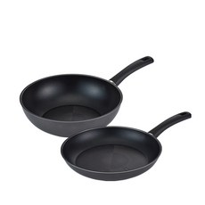 HAPPYCALL IH爐適用Mond系列鑽石塗層鍋具2件組, 藍黑色, 平底鍋 24cm+深炒鍋 24cm, 1組