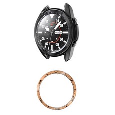 DC NET WORK Galaxy Watch 3 TPU 金屬感保護殼 41mm + 鋁製錶圈環 隨機出貨組合, 黑色(保護殼)