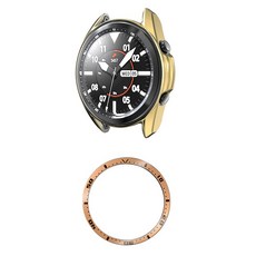 DC NET WORK Galaxy Watch 3 TPU 金屬感保護殼 41mm + 鋁製錶圈環 隨機出貨組合, 金色(保護殼)