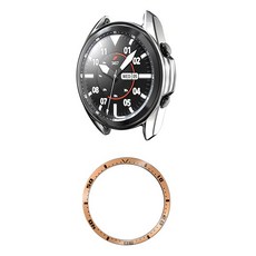 DC NET WORK Galaxy Watch 3 TPU 金屬感保護殼 41mm + 鋁製錶圈環 隨機出貨組合, 銀色(保護殼)