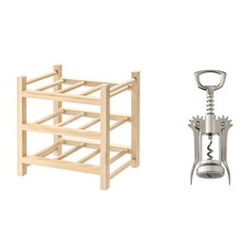 IKEA 宜家家居 HUTTEN 酒架 9 孔 + IDEALISK 開酒器套組, 混色, 1套