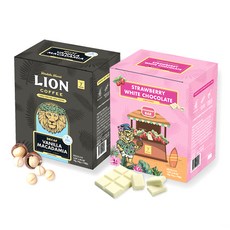 Lion Coffee 無咖啡因香草澳洲堅果 10g x 7p + 草莓白巧克力 10g x 7p 滴袋套組, 1組