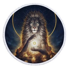 Impact 動物藝術圖案 圓形海灘巾 A_RD_1021, B, 1個