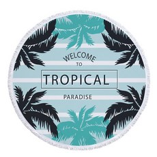 Laipo 葉子插圖圓形沙灘巾 A_RD_1038, B, 1個