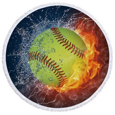 棒球插畫圓形海灘巾 A_RD_1024, B, 1個