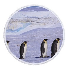 逼真企鵝印花圓形沙灘巾 A_RD_1037, 1個, C