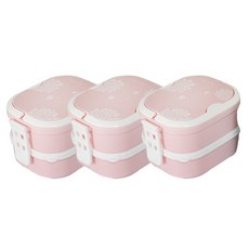 One Life自然迷你餐盒 2層便當盒, 粉色的, 3個