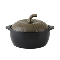 ZEN COOK 陶瓷砂鍋+南瓜造型鍋蓋 橄欖綠色 中, 1入, 18.8cm