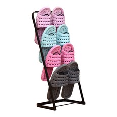 STOLIVING 鋼製 4 層折疊拖鞋架, 黑色的, 1個