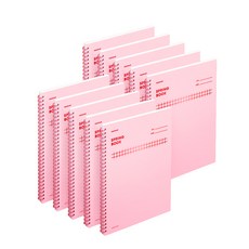 motemote 加厚線圈筆記本 橫線 方格, 10個, 玫瑰石英粉