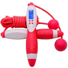 스마트 유무선 멀티 LCD 디지털 무소음 줄넘기, 레드, 1세트