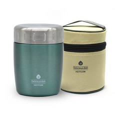 Hotcom 熊貓燜燒罐兼保溫便當 420ml, 霧面綠, 1個