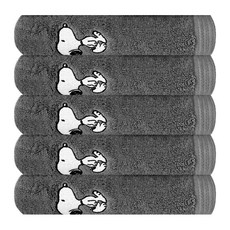 Songwol 松月 Snoopy 史努比基本款洗臉毛巾 5入 + 盒子隨機出貨 5入, 深灰色, 5個