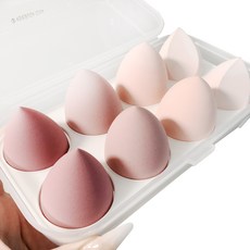 素色美妝蛋 8件組+收納盒, ROSE QUARTZ PUFF, 1組